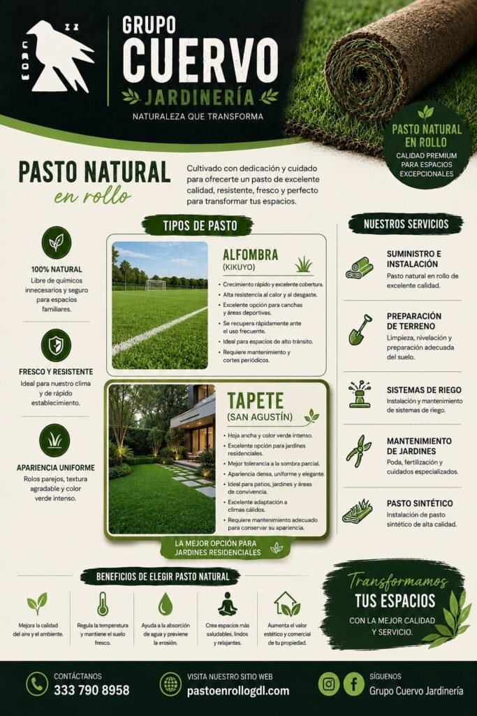 tipos de pasto jardineria